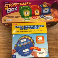 Storyteller's box game and early comprehension story wheels