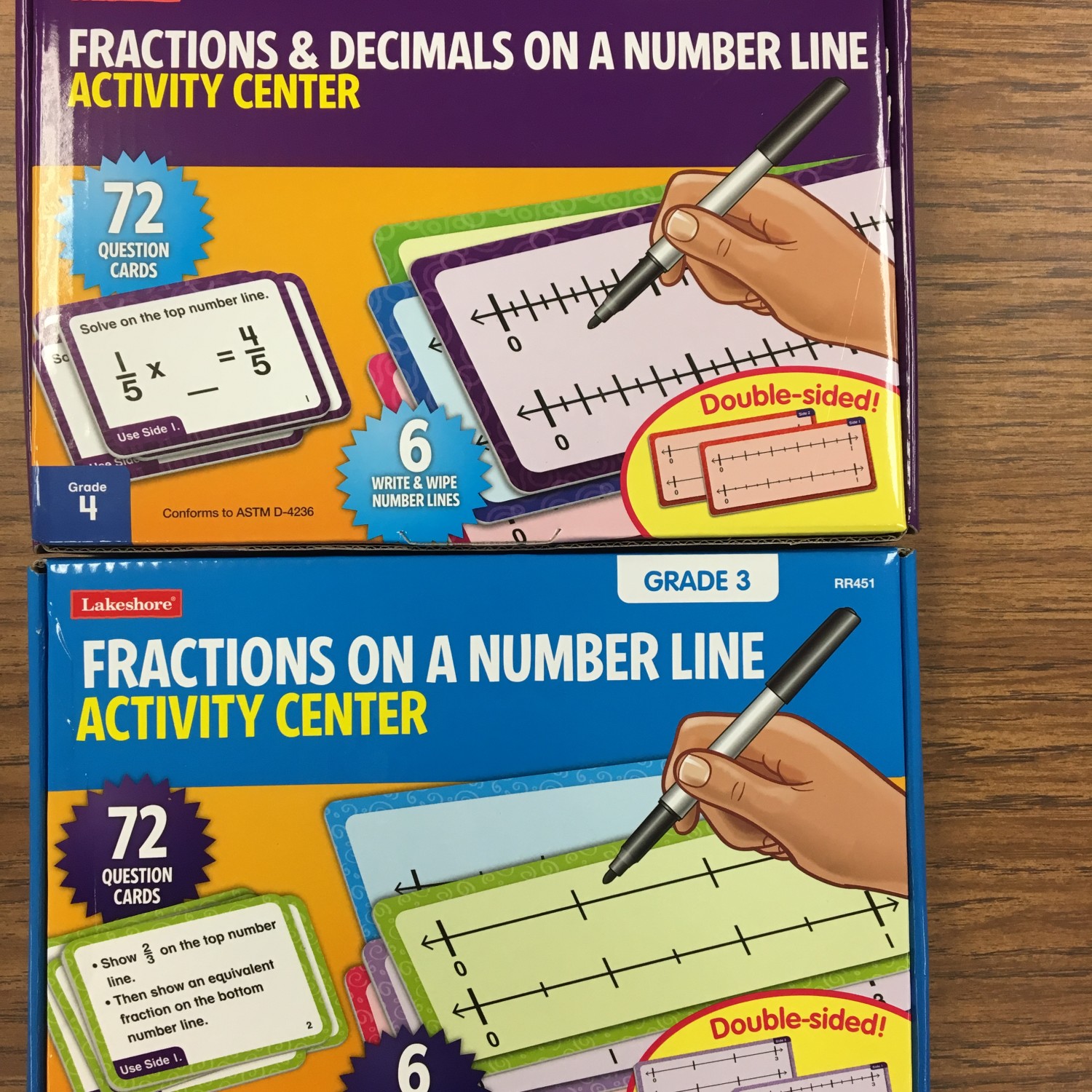 Fractions and decimals on a number line activity center